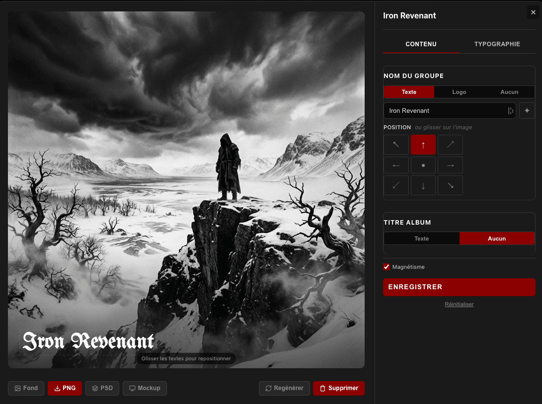 Metal album cover editor - WYSIWYG editor with drag and drop